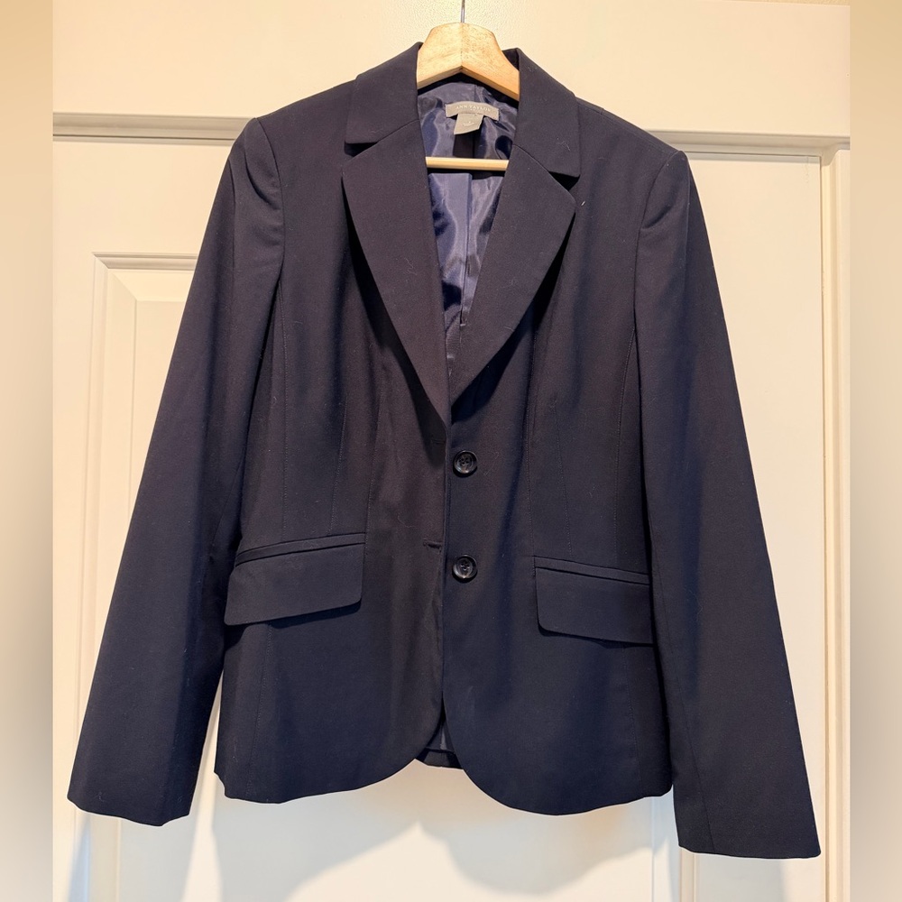 Ann Taylor Navy Blue Blazer with Elegant Design